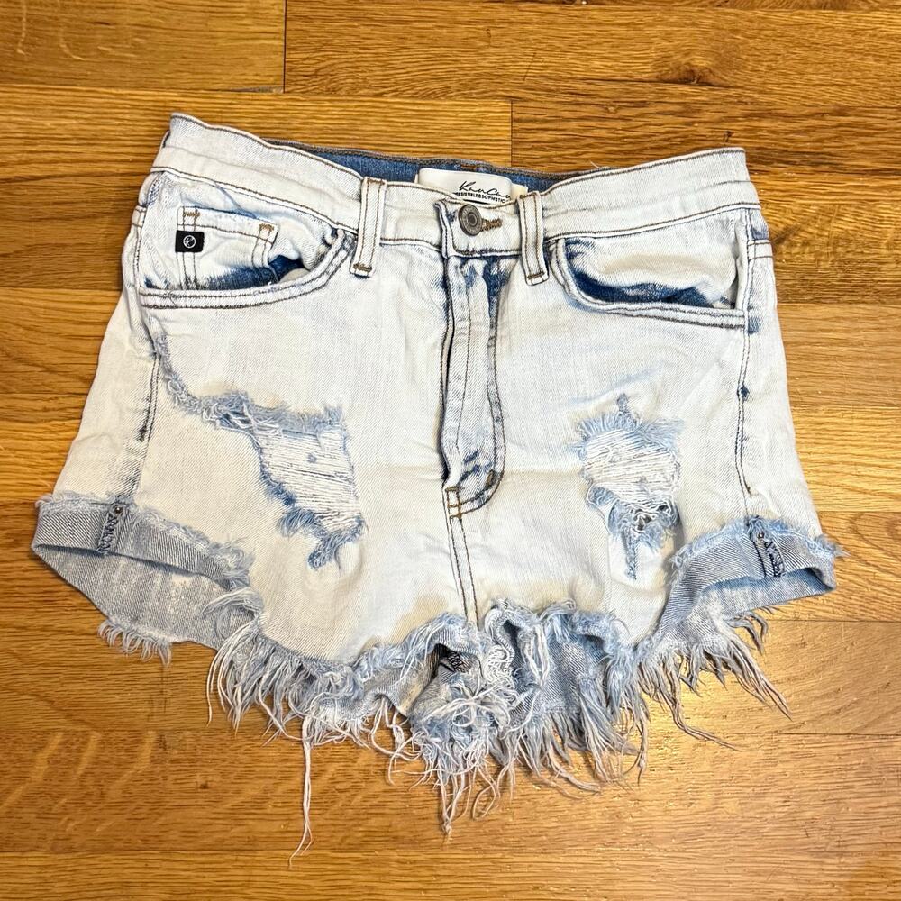 KanCan Women’s 27 Acid Wash Distressed Holes Festival Daisy Duke Denim Shorts